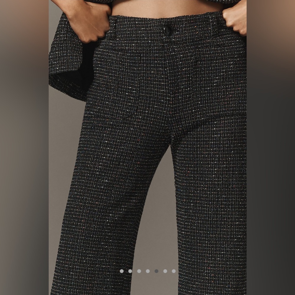 NWT Anthropologie The Colette Cropped Wide-Leg Pants Maeve Merrick White Tweed - Picture 6 of 9